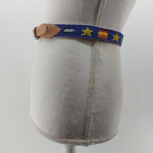CDE Belt Size 28 Women Leather Tips Hand Beaded Star Flags